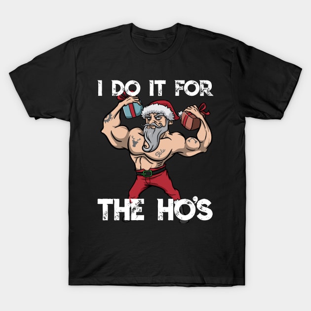 Workout Lifting Lifter Santa Claus Gym Christmas Fitness T-Shirt by TellingTales